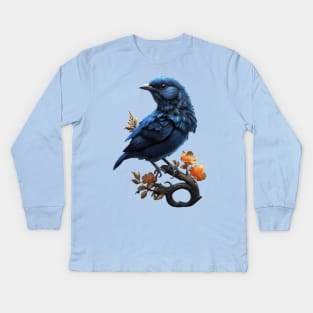 Beautiful Blue Bird Kids Long Sleeve T-Shirt